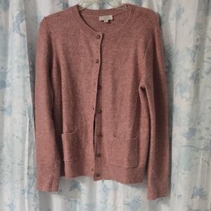 LOFT Mauve Button-Up Cardigan